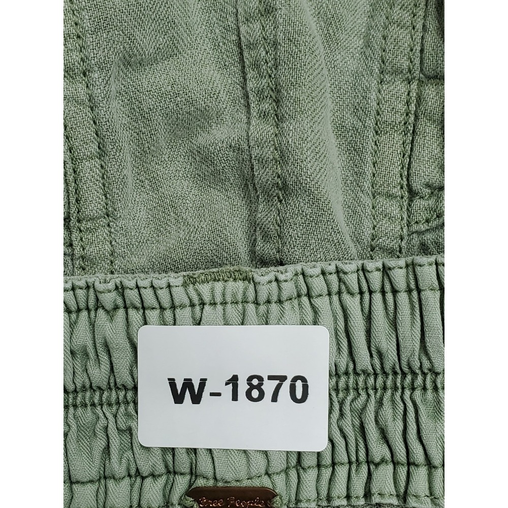 Free People Women Pants S Green Cotton Linen Big Hit Slouch Beach Coastal - Picture 2 of 12